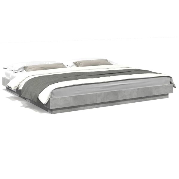 vidaXL Bed Frame with LED Lights without Mattress Concrete Grey 200x200cm