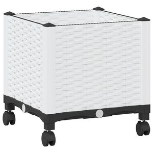 vidaXL Garden Planter with Wheels White 40 x 40 x 44 cm PP