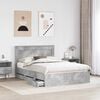 vidaXL Bed Frame with Drawer Concrete Grey 140 x 190 cm Engineer Wood