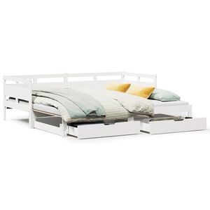 vidaXL Daybed with Trundle and Drawers without Mattress White 90x200 cm
