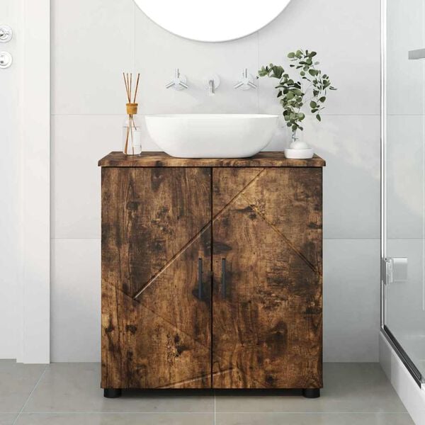 vidaXL Bathroom Cabinet with Storage Smoked Oak 61 x 35 x 64 cm