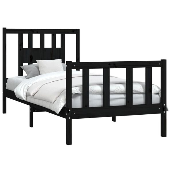 vidaXL Bed Frame without Mattress Black Solid Wood Pine 100x200 cm
