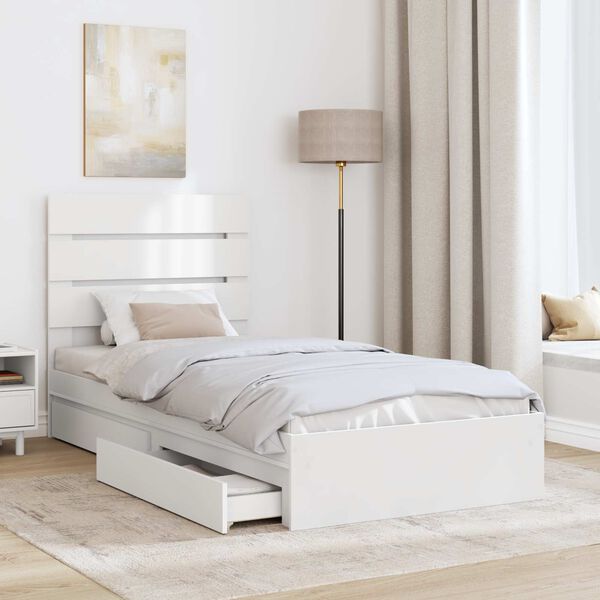 vidaXL Storage Bed with Headboard White 70 x 190 cm Engineered Wood