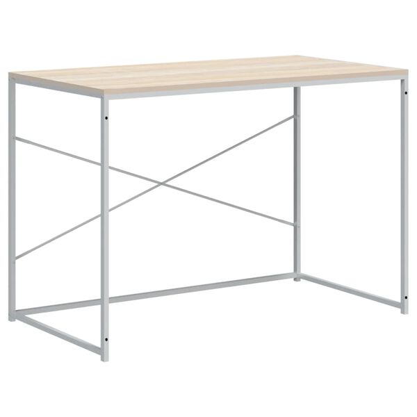 vidaXL Computer Desk White and Oak 110x60x70 cm Engineered Wood