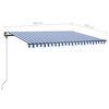 vidaXL Manual Retractable Awning with LED 450x300 cm Blue and White