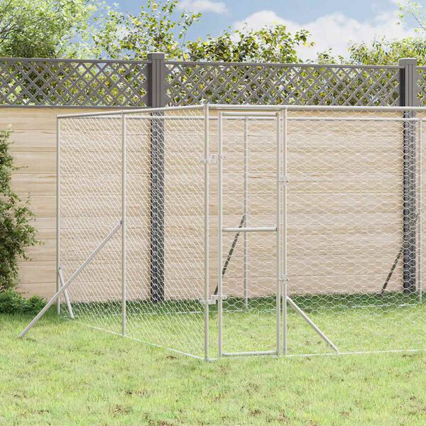 vidaXL Outdoor Dog Kennel Silver 8x12x2 m Galvanised Steel