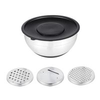 HI Salad Bowl with Lid and 3 Graters Stainless Steel
