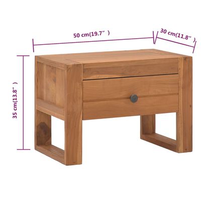 vidaXL Bedside Cabinet 50x30x35 cm Solid Teak Wood