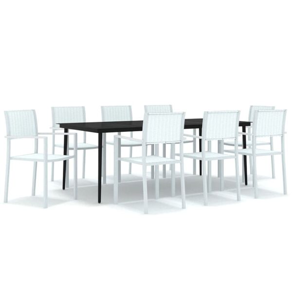 vidaXL 9 Piece Garden Dining Set White