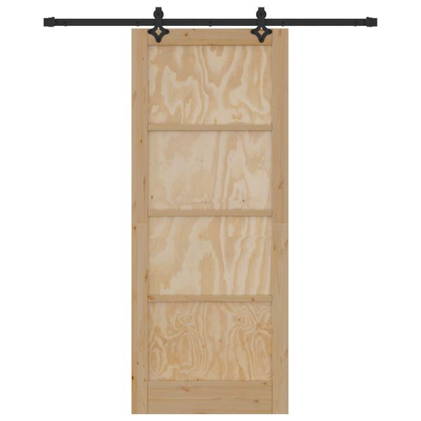 vidaXL Sliding Door Natural and Black 86 x 211 cm Solid Pine Wood