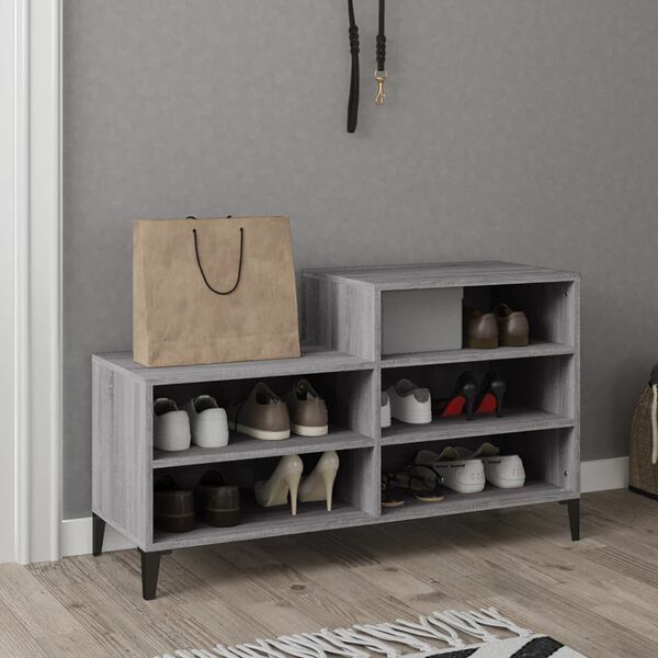 vidaXL Shoe Cabinet Grey Sonoma 102x36x60 cm Engineered Wood