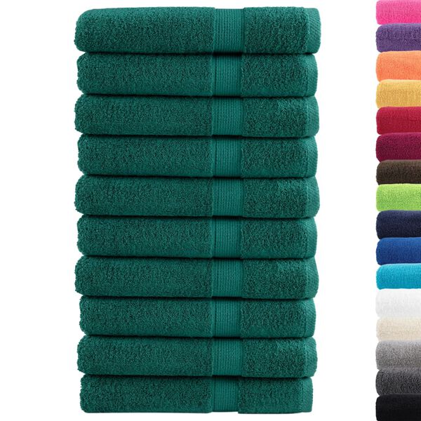 vidaXL Premium Towels SOLUND 10 pcs Green 100x200 cm 600 gsm