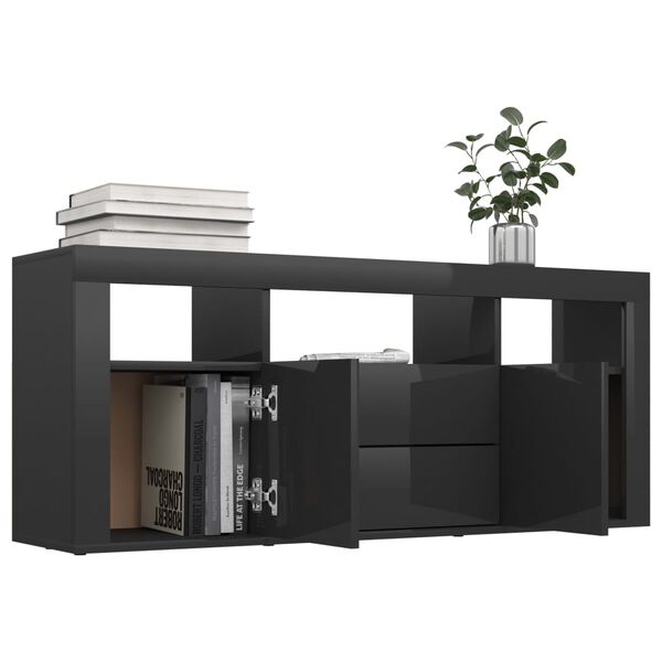 vidaXL TV Cabinet High Gloss Black 120x30x50 cm Engineered Wood