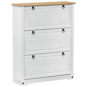 vidaXL Shoe Cabinet Corona White 99 x 32 x 122 cm Solid Pine Wood