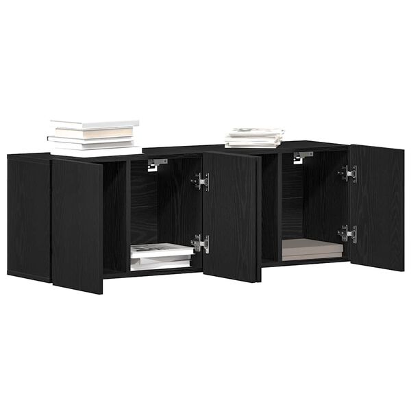 vidaXL TV Cabinets 2 pcs Black Oak 120x30x41 cm Engineered Wood