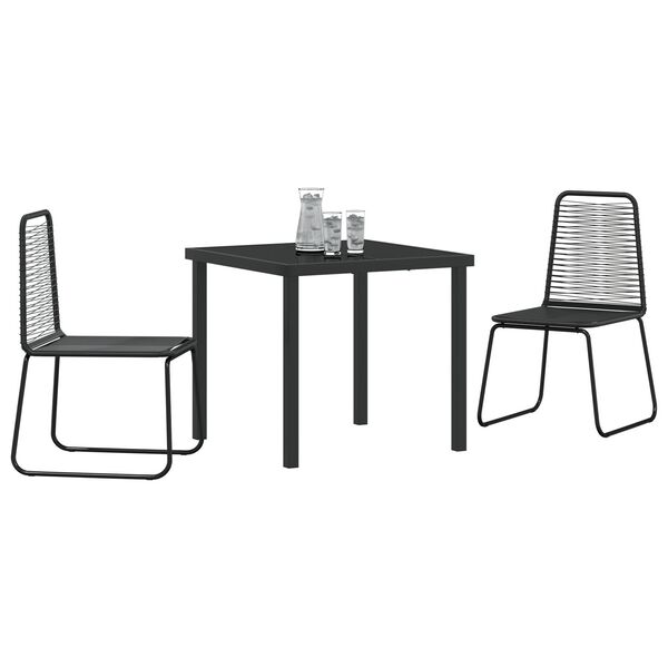 vidaXL Garden Dining Set 3 pcs Black Powder-Coated Steel