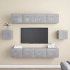 vidaXL 6 Piece TV Cabinet Set Concrete Grey Engineered Wood