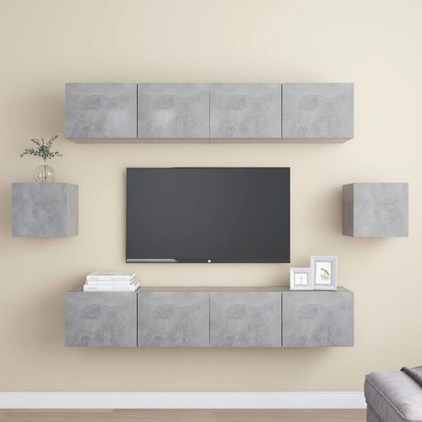 vidaXL 6 Piece TV Cabinet Set Concrete Grey Engineered Wood