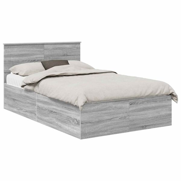 vidaXL Bed Frame Grey Sonoma 120 x 200 cm Engineered Wood
