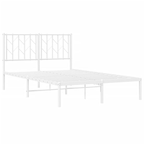 vidaXL Metal Bed Frame without Mattress with Headboard White 120x190cm