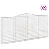 vidaXL Arched Gabion Baskets 9 pcs 400x30x180/200 cm Galvanised Iron