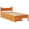 vidaXL Bed Frame with Drawers Wax Brown 100x200 cm Solid Wood Pine