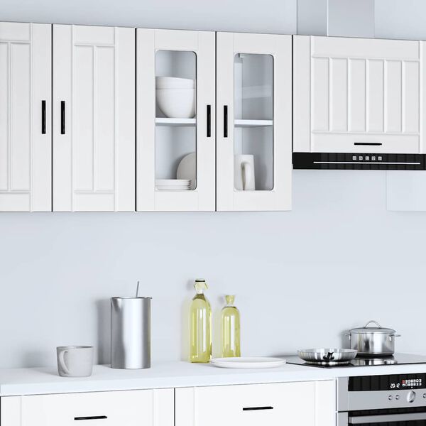vidaXL Kitchen Wall Cabinet with Glass Door Porto White