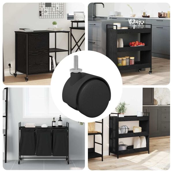 vidaXL Caster 12 pcs Black and Silver 37.8 x 40 mm Iron and PP