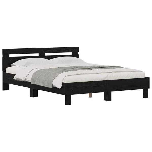 vidaXL Bed Frame with Headboard Black Oak 120 x 200 cm Engineered Wood