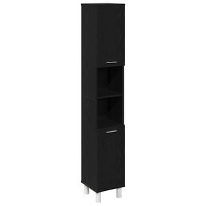 vidaXL Bathroom Cabinet Black Oak 30 x 30 x 179 cm Engineered Wood