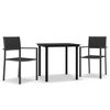 vidaXL 3 Piece Garden Dining Set Black