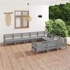vidaXL 10 Piece Garden Lounge Set Grey Solid Wood Pine