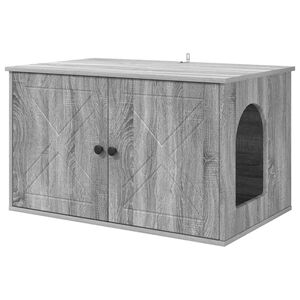 vidaXL Cat House Grey Sonoma 85 x 55 x 50.5 cm Engineered Wood