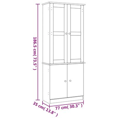 vidaXL Glass Display Cabinet ALTA 77x35x186.5 cm Solid Wood Pine