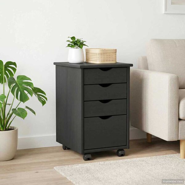 vidaXL Rolling Cabinet with Wheel Grey 34 x 39 x 56 cm Solid Pine Wood