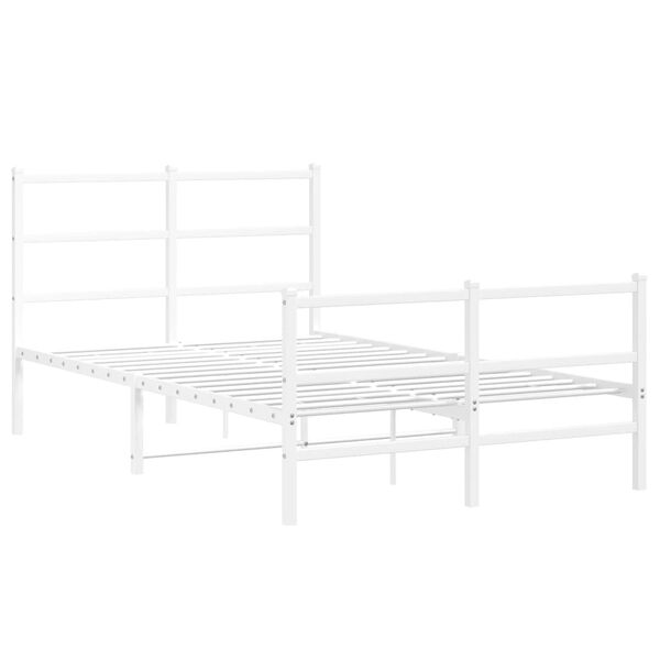 vidaXL Metal Bed Frame without Mattress with Footboard&nbsp;White 120x190cm
