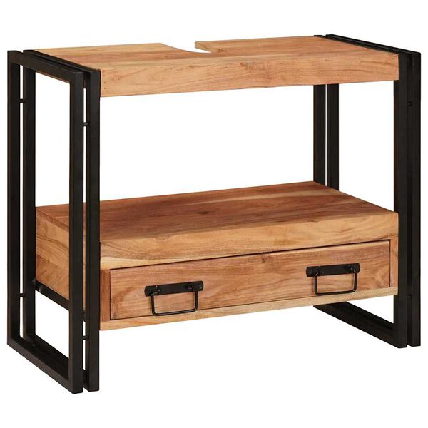 vidaXL Vanity Cabinet Brown 71 x 33 x 58 cm Solid Acacia Wood