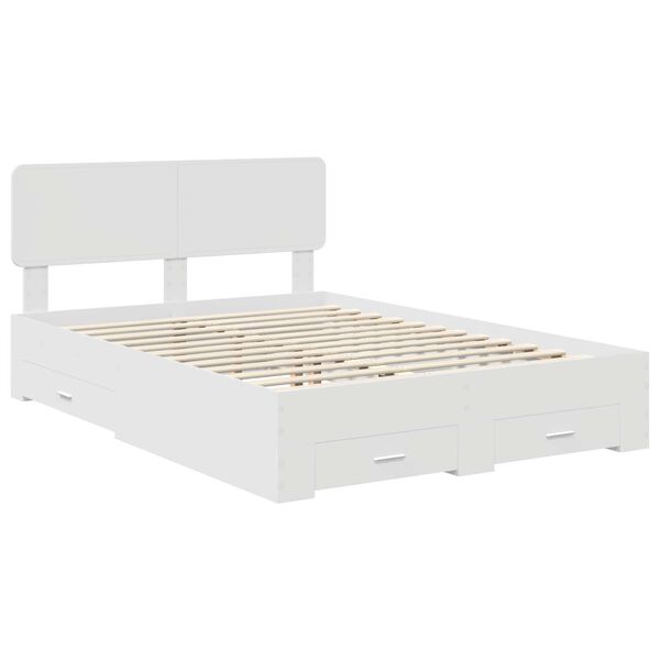 vidaXL Bed Frame with Headboard White 140 x 190 cm Engineered Wood
