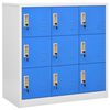 vidaXL Locker Cabinets 2 pcs Light Grey and Blue 90x45x92.5 cm Steel