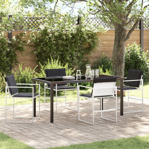 vidaXL Garden Dining Set 5 pcs White Powder-Coated Steel