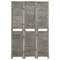 vidaXL 3-Panel Room Divider Grey 106.5x166 cm Solid Wood