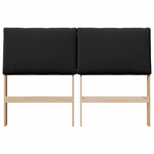 vidaXL Upholstered Headboard Black 140 cm Solid Pine Wood
