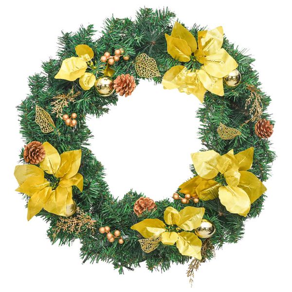 vidaXL Christmas Wreath with LED Lights Green 60 cm PVC