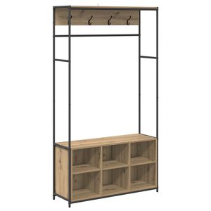 vidaXL Coat Stand with Shoes Bench Artisan Oak 100 x 32 x 180.5 cm