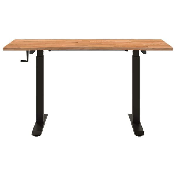 vidaXL Desk Black and Light Brown 140 x 60 cm Solid Oak Wood