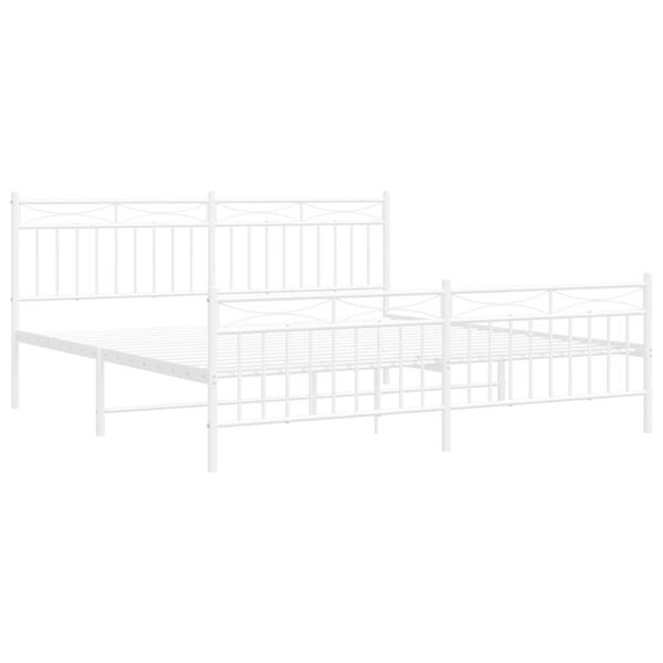 vidaXL Metal Bed Frame without Mattress with Footboard White 180x200cm