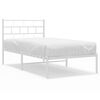 vidaXL Metal Bed Frame without Mattress with Headboard White 90x200cm