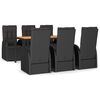 vidaXL 7 Piece Garden Dining Set Black Poly Rattan&Solid Wood Acacia