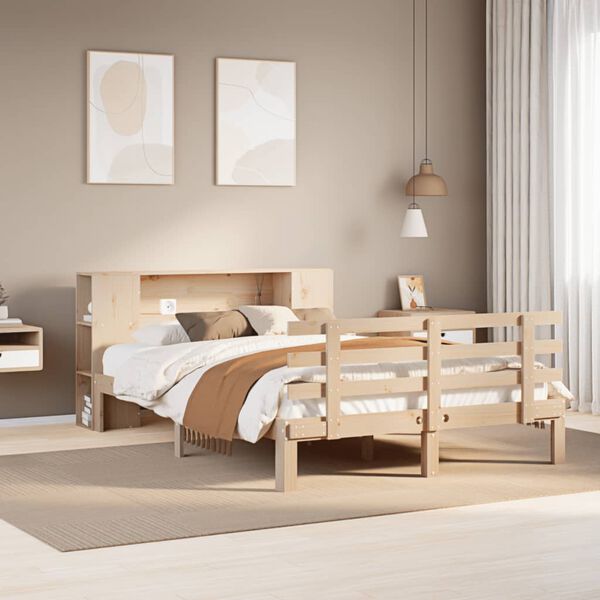 vidaXL Bookcase Bed without Mattress 160x200cm Solid Wood Pine