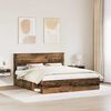 vidaXL Bed Frame with Headboard Old Wood 200 x 200 cm Solid Pine Wood